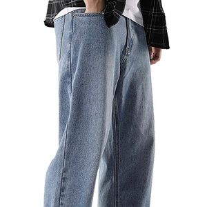 NWT, Baggy, Loose Fit, Straight Wide Leg, Solid Color, 100% Cotton Denim